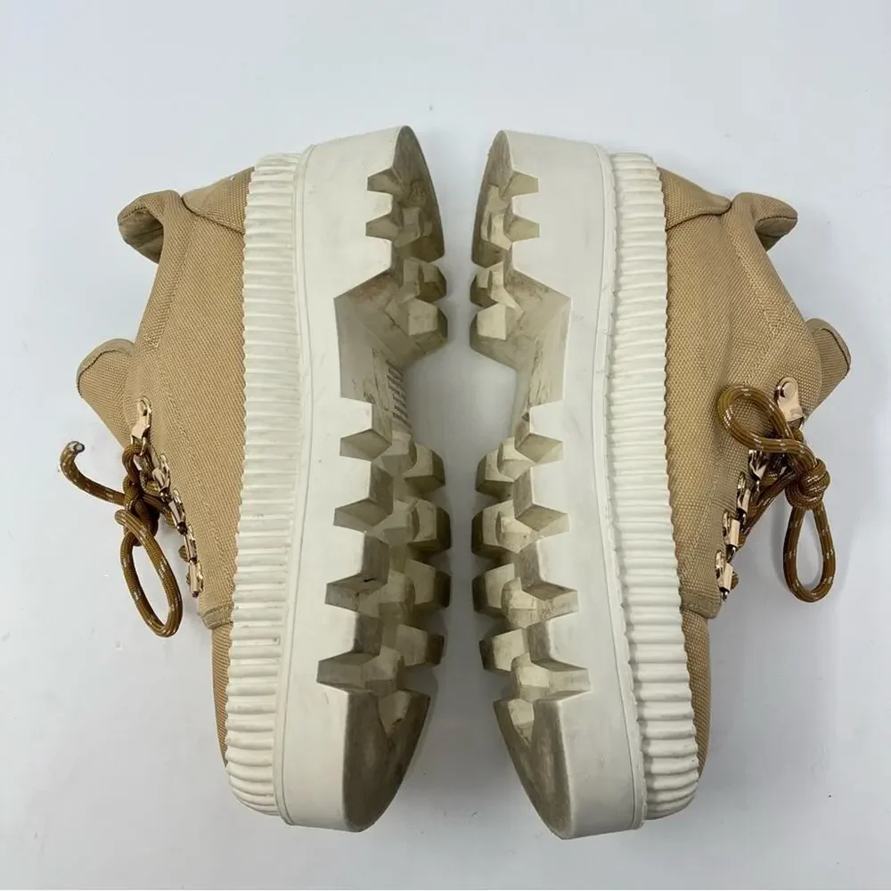 Anthropologie Silent D Tan Hiker Sneakers Platform Lace Up Womens Size 37 US 6.5